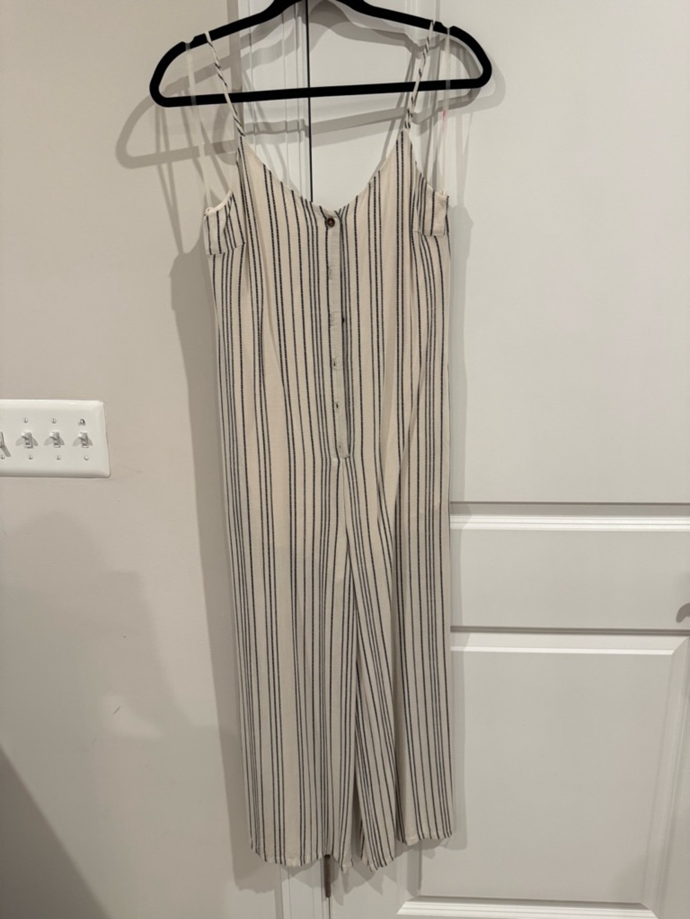 Vici Striped Cream and Black Sleeveless Jumpsuit